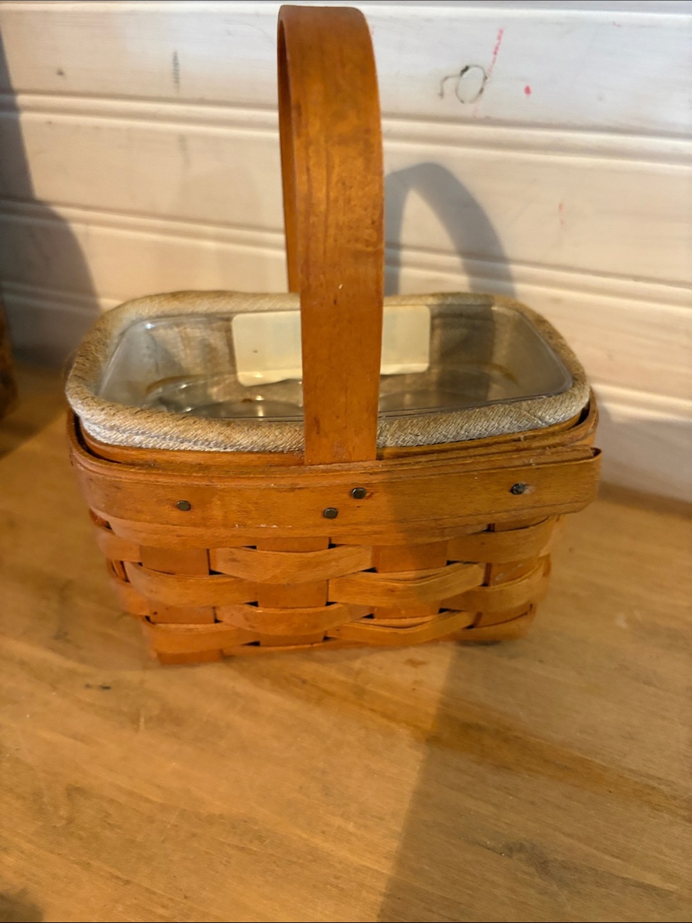 Longaberger Honey Brown Woven Basket with Liner